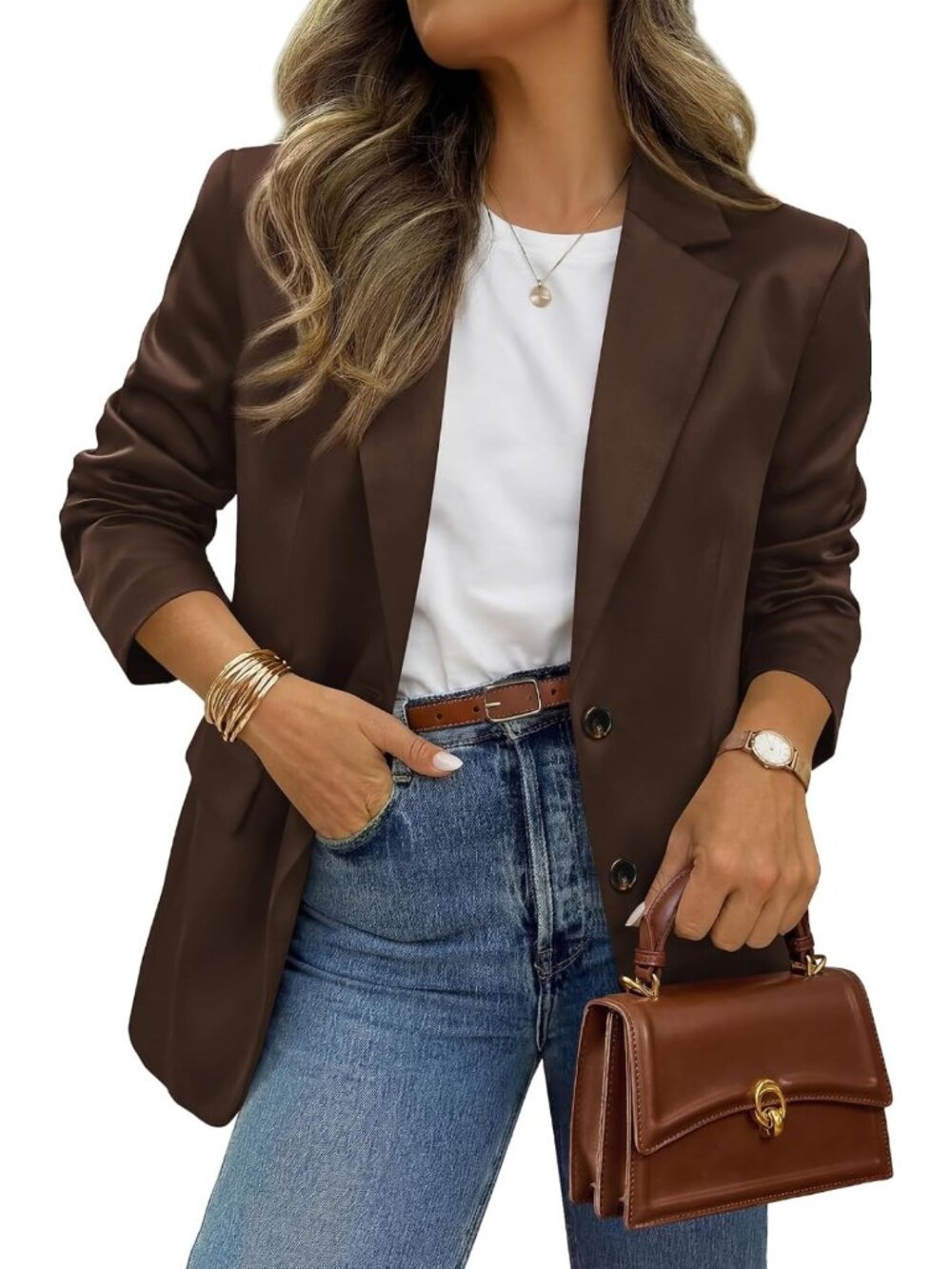 Satin Long Sleeve Blazer for Women | Business Casual Fall Fashion 2026